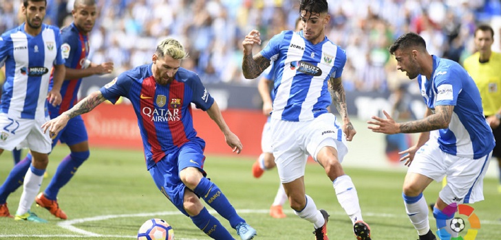 Messi, en el partido entre Barça y Leganés en Butarque